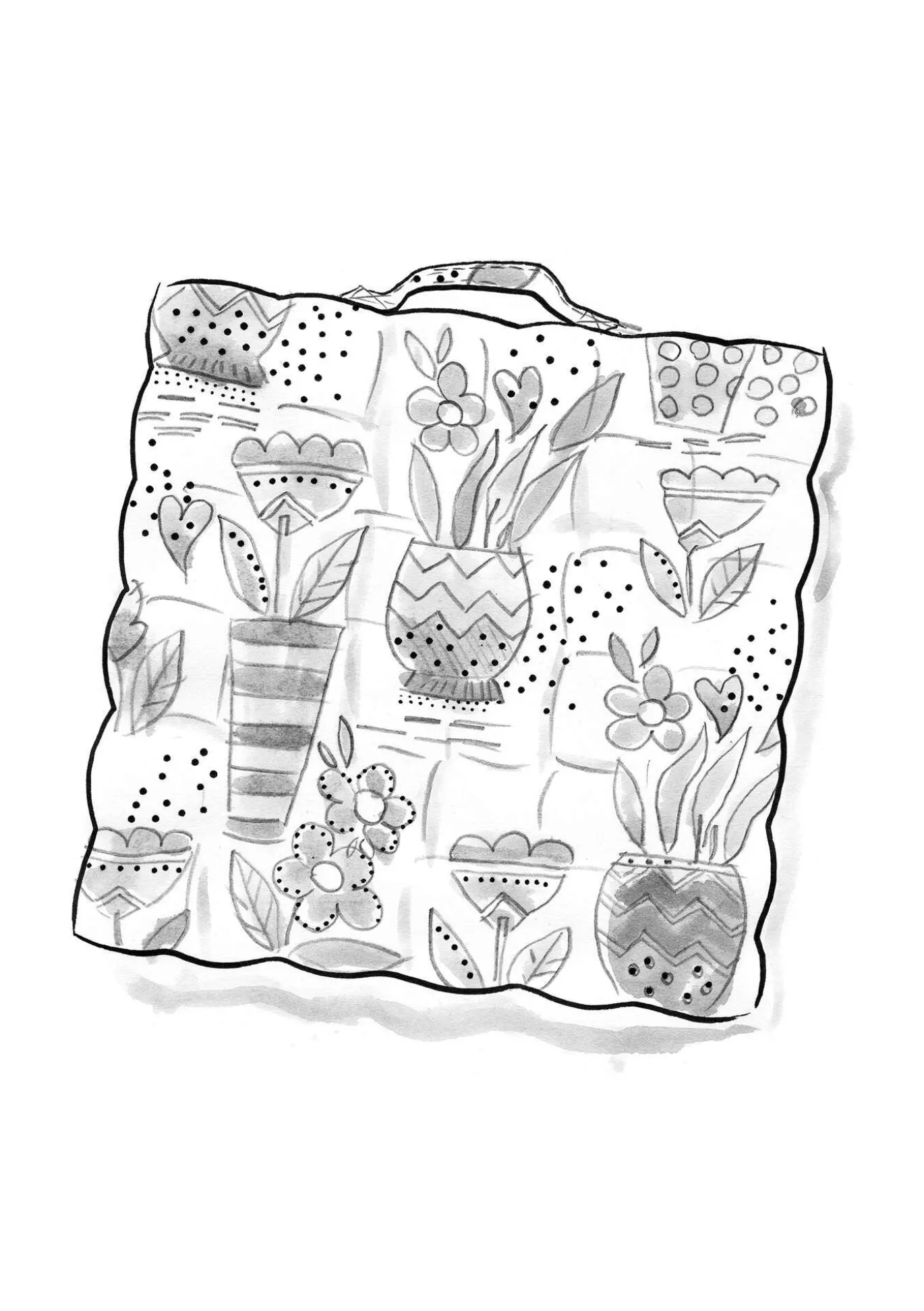 Istuintyyny "Flower pots" ekopuuvillaa