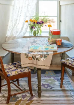 Kaitaliina "Wild rose" pellavaa ja puuvillaa