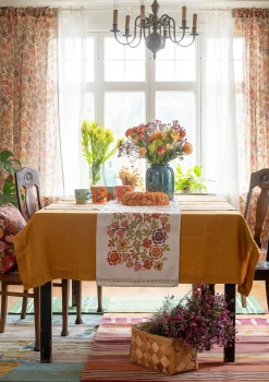 Kaitaliina "Wild rose" pellavaa ja puuvillaa