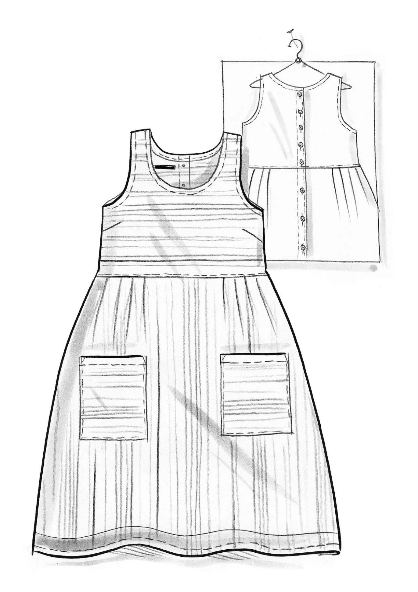 Kankainen liivimekko ”Ava” ekopuuvillaa