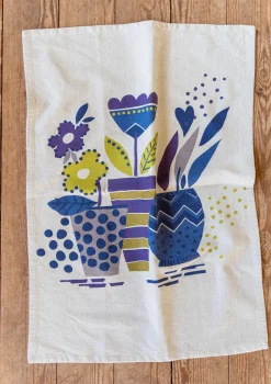 Keittiöpyyhe "Flower pots" ekopuuvillaa