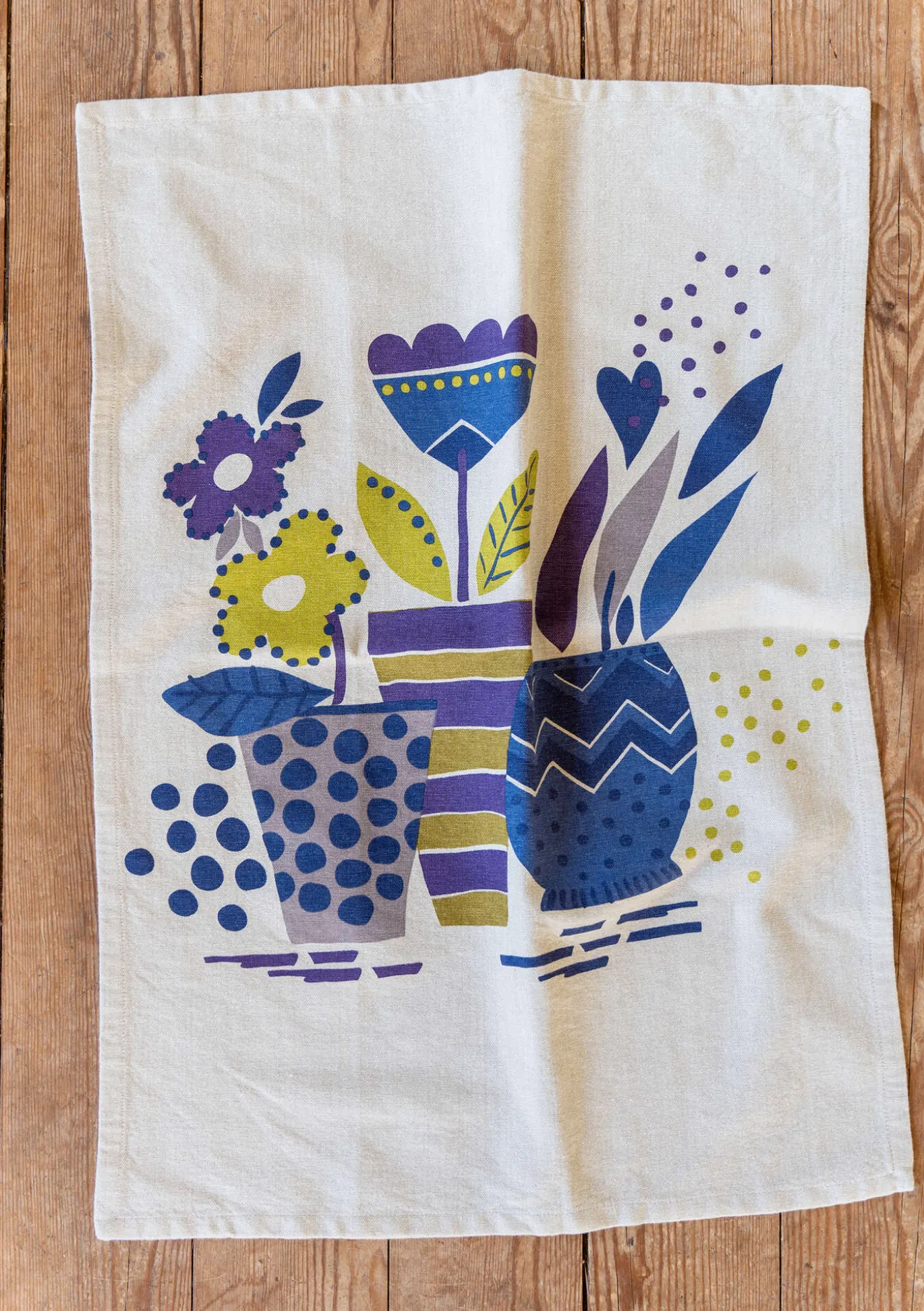 Keittiöpyyhe "Flower pots" ekopuuvillaa