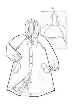 Kudottu sadetakki ”Hedda” ekopuuvillaa