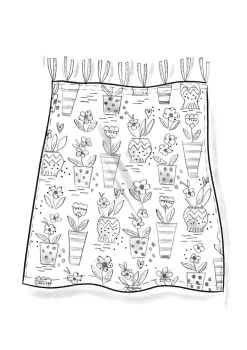 Lyhyt verho "Flower pots" ekopuuvillaa