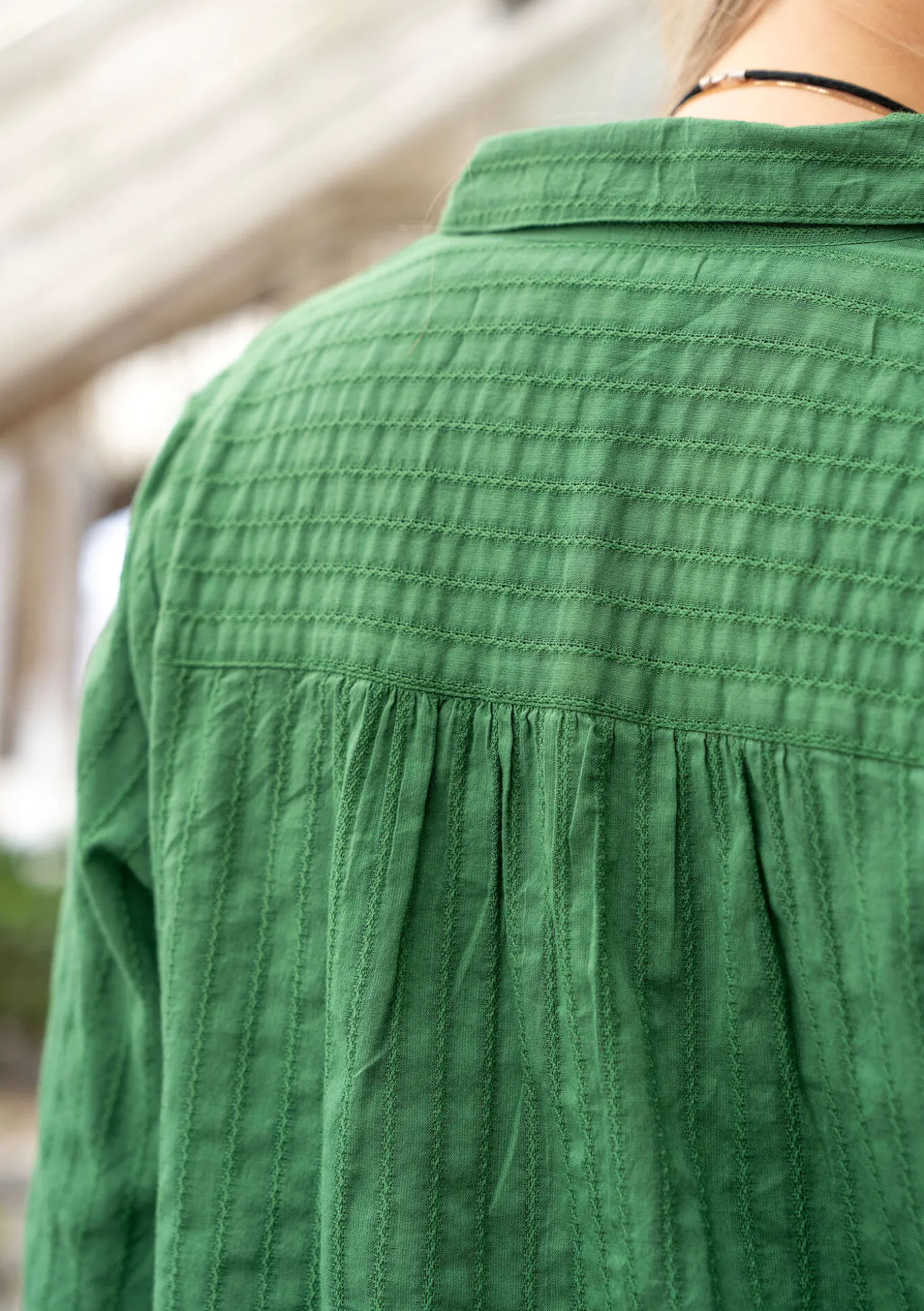 Paitamallinen kangasmekko "Värmland" ekopuuvillaa