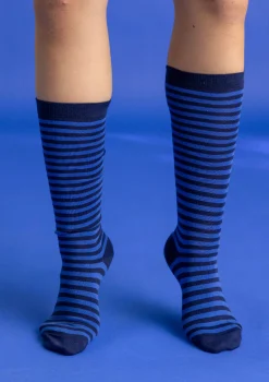 Raidalliset polvisukat ekopuuvillaa