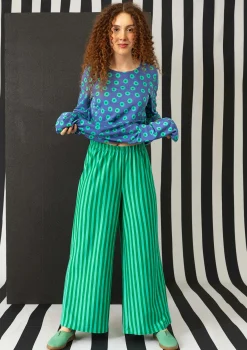 Raidalliset trikoohousut ekopuuvillaa ja modaalia