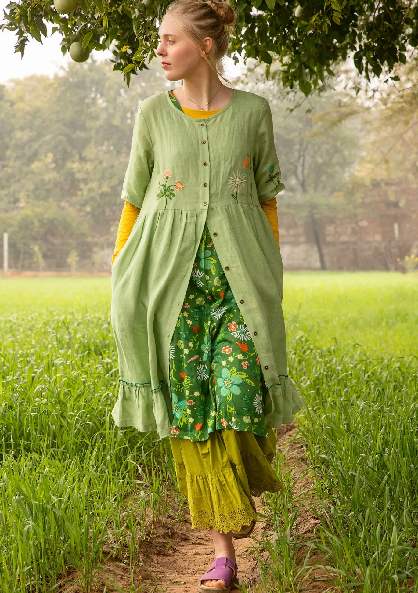 Trikoomekko "Midsommarsol" ekopuuvillaa